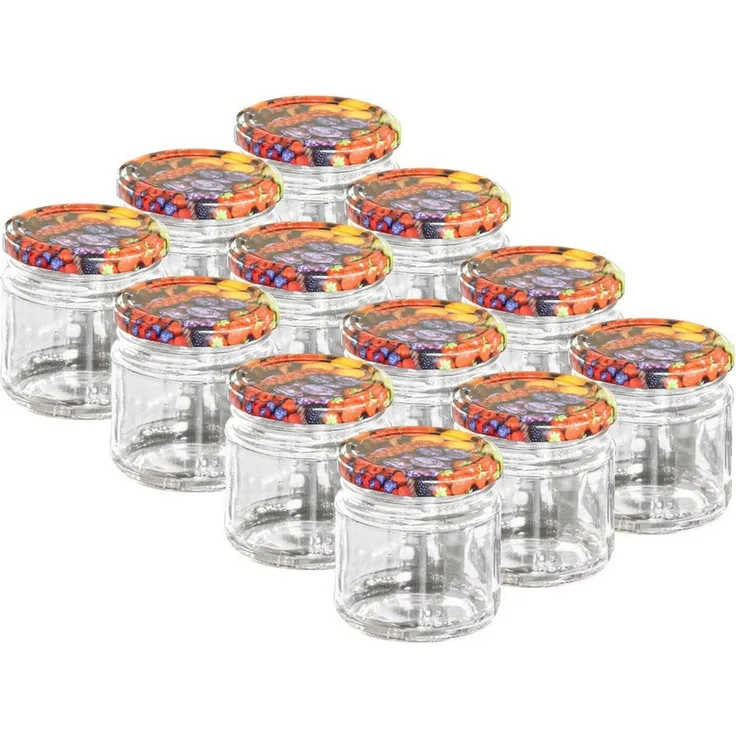 Casativo Einmachglas Sturzgläser 315ml mit Früchte-Dekor: Einmachgläser luftdicht & schick, (12-tlg), Luftdichte Aufbewahrung von Lebensmitteln