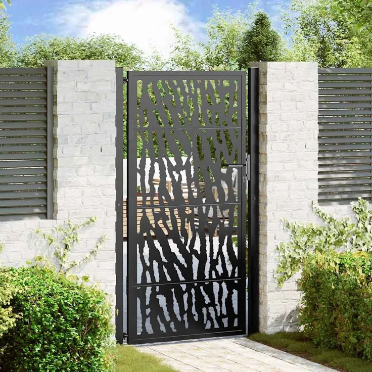 vidaXL Gartentor Schwarz 100x175 cm Stahl Trace Design 4100982