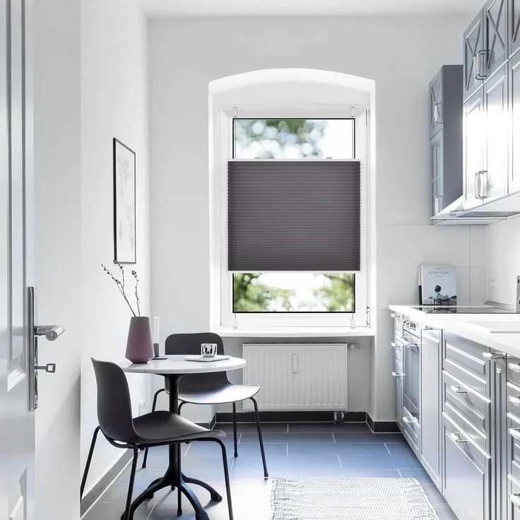 Sanfree Plissee Klemmfix Plisseerollo ohne Bohren Anthrazit B100 x H120cm inkl. Klemmträger Blickdicht und lichtdurchlässig Jalousie Faltrollo Sichtschutz und Sonnenschutz Rollo für Fenster & Tür – Bild 7