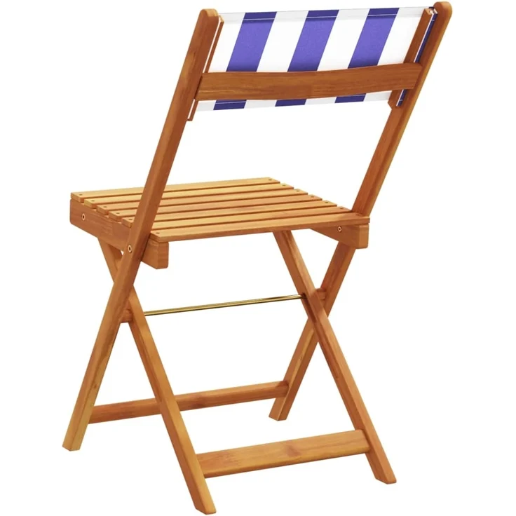 vidaXL Gartenstühle 8 Stk. Klappbar Blau und Weiß Stoff und Massivholz 3214627 – Bild 5
