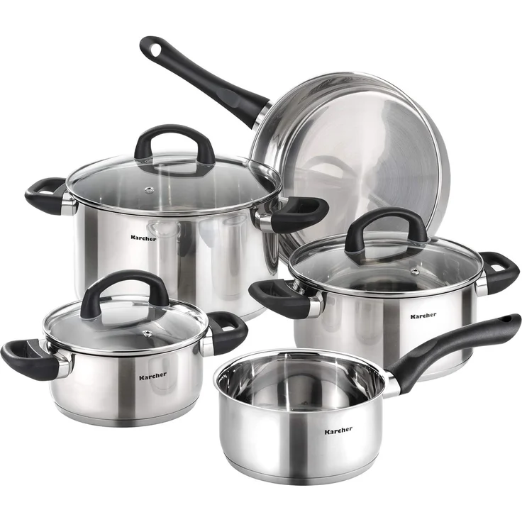 Karcher Topf-Set Mia, Edelstahl (5-tlg), inkl. 3 Glasdeckel, Induktion – Bild 1