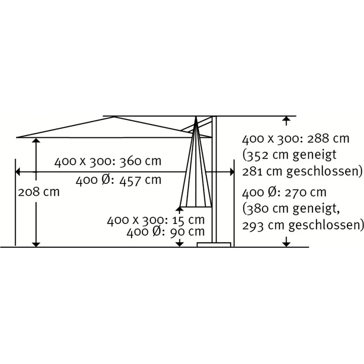 Ampelschirm Rhodos Grande 400/8 rund, Ø ca. 400 cm natur – Bild 4