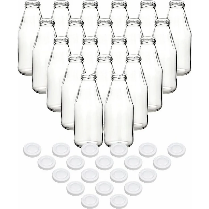 gouveo Trinkflasche Saftflaschen 500 ml mit Schraub-Deckel - Kleine Flasche 0,5 l, 20er Set, weiß – Bild 1