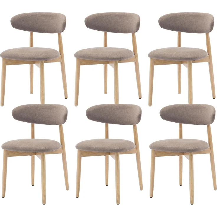 COLAMY Esszimmerstühle 6er Set, Stühle Esszimmer mit Rückenlehne, Moderne Küchenstühle Gepolstert, Stoff Dining Chairs mit Back, für Esszimmer, Küche, Restaurant, Holzbein in Naturholzfarbe, Kamel