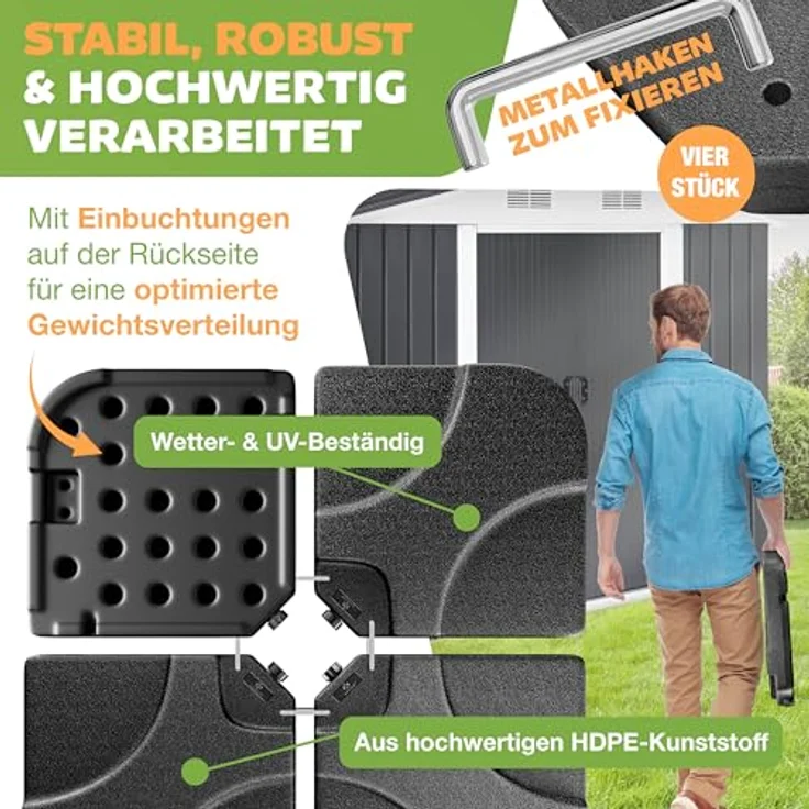 KESSER® Sonnenschirmständer 4-teilig Schirmgewicht Schirmständer für Ampelschirm Bodenkreuz 60 Liter / 80 kg befüllbar mit Wasser oder Sand Inkl. Metallverbinder Ampelschirmständer Kunststoff Schwarz – Bild 6