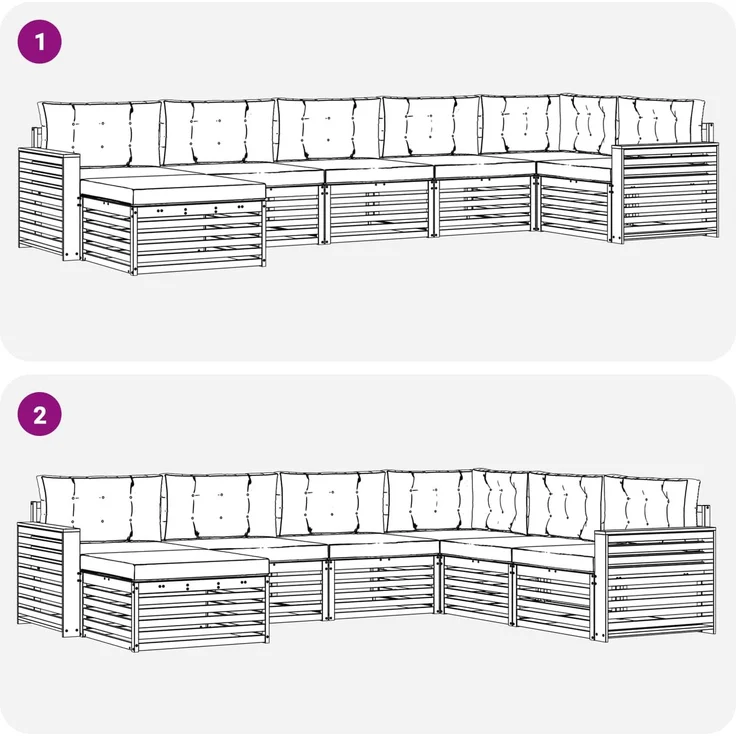 vidaXL Outdoor-Sofagarnitur 7 stk. 7-Sitzer Weiß und Anthrazit 3390852 – Bild 7