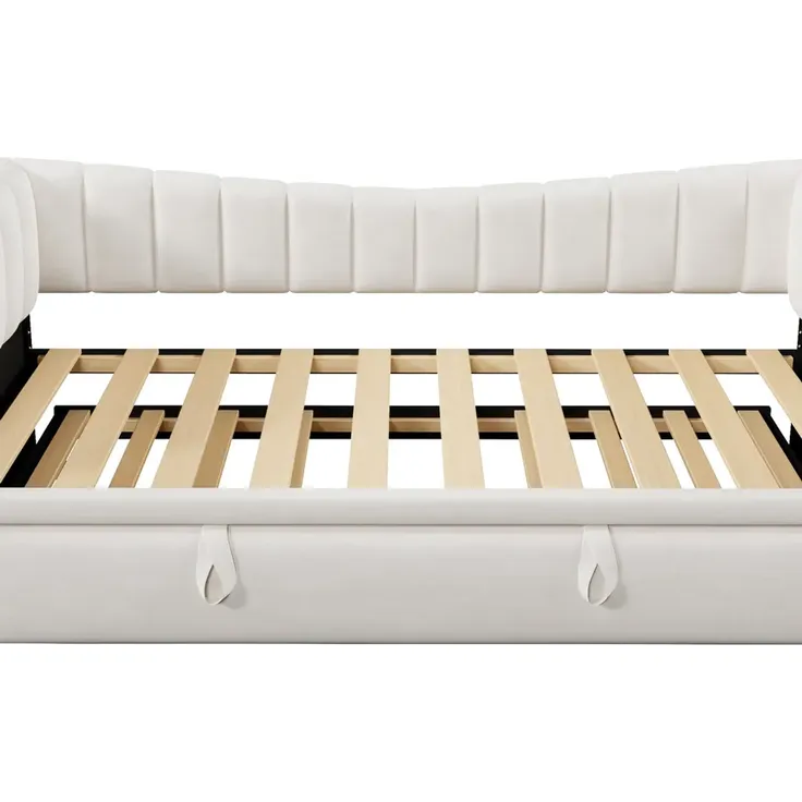 Schlafsofa mit Lattenrost und Ausziehbett, Bettfunktion, 90x200 cm/180x200 cm, Einzelbett, Polsterbett, Samt – Bild 9