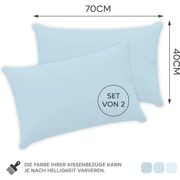 Twinzen® Kissenbezug 40x70 (2er-Set) - 100% Jersey Baumwolle 150 GSM Kissenbezüge - Blau - Für Kissenbezüge 40x70 cm - Kissenhülle - Kissenbezug mit Reißverschluss - Oeko-Tex Zertifiziert – Bild 2