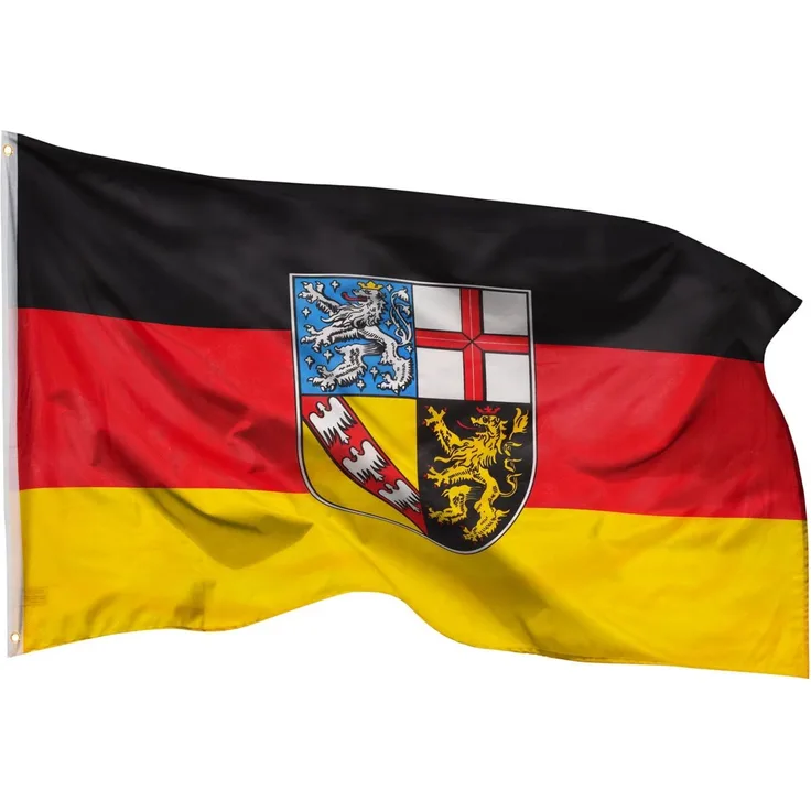 PHENO FLAGS Saarland Flagge 90x150 cm - wetterbeständige Fahne mit Messingösen, 100% Polyester, robuste Doppelnaht & in lebendigen Farben - ideal für Flaggen-Liebhaber