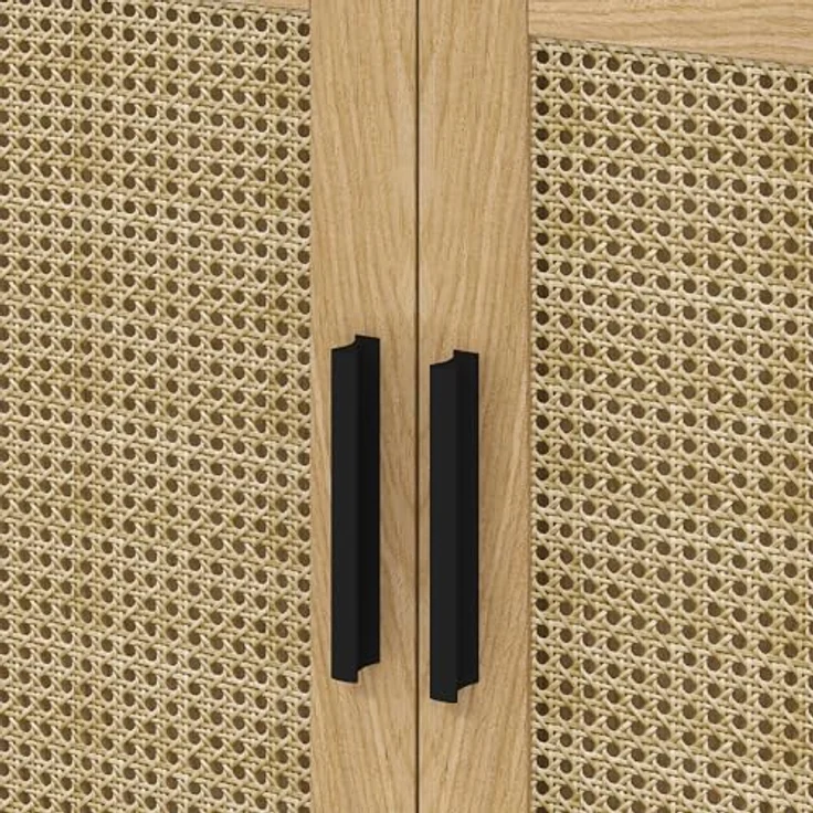 kleankin Waschbeckenunterschrank Unterschrank mit Schrankfach, Waschtischunterschrank mit Rattanoptik, Badunterschrank mit Kippschutz, Eiche, 60 x 39 x 60 cm – Bild 9