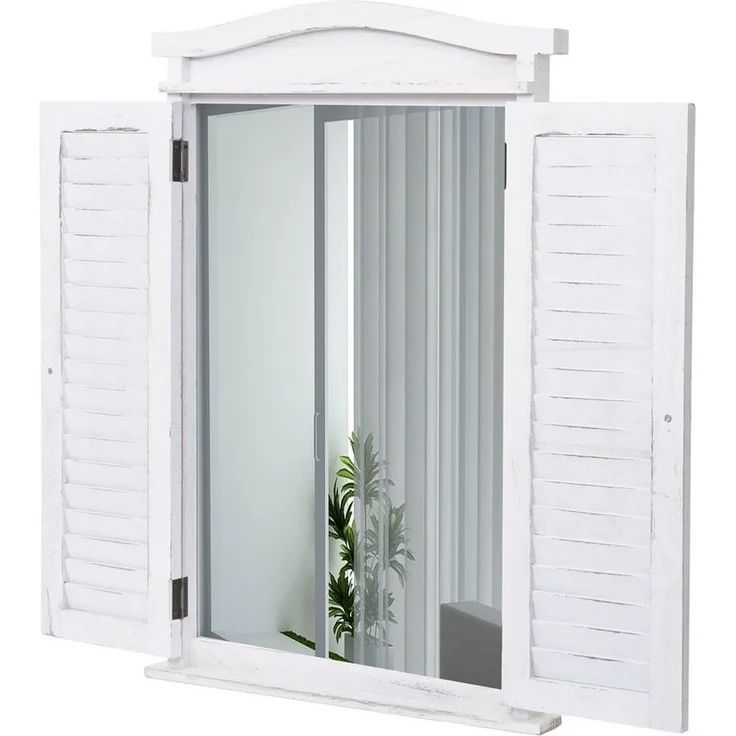 MCW Wandspiegel Spiegel (1-St), Fensterladenoptik, Einfache Wandmontage durch 2 Aufhängeösen – Bild 2