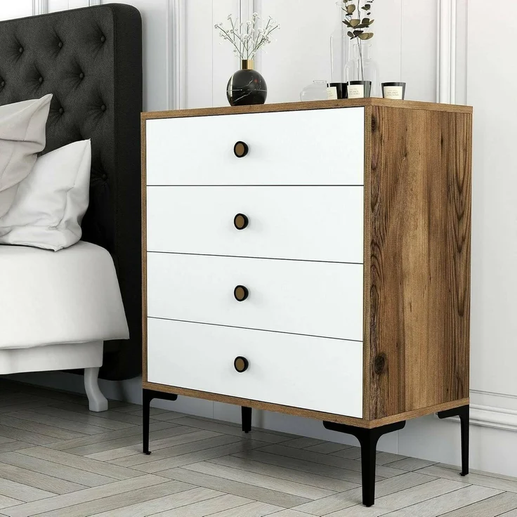 Dmora Kommode Aether 76 x 40 x 90,7 cm Braun, 4 Schubladen – Bild 1