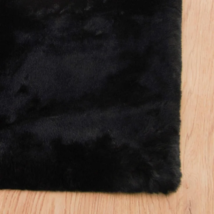 Teppich Fellteppich Schwarz 60x90cm 60 x 90 cm (Rechteckig) Schwarz – Bild 8