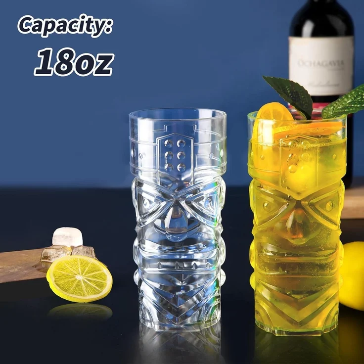 INFTYLE Kunststoff Tiki Becher 18 Oz - 8er Pack - Party Cocktails Limonade – Bild 4