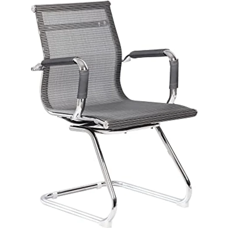 Dmora - Stuhl Maitland, Büro-Wartezimmersitz mit Armlehnen, Ergonomischer Wartesitz, 62x54h89 cm, Grau – Bild 2