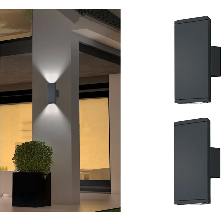 LED Außenwandleuchte Up-Down Light, IP54, Anthrazit - 2er Set