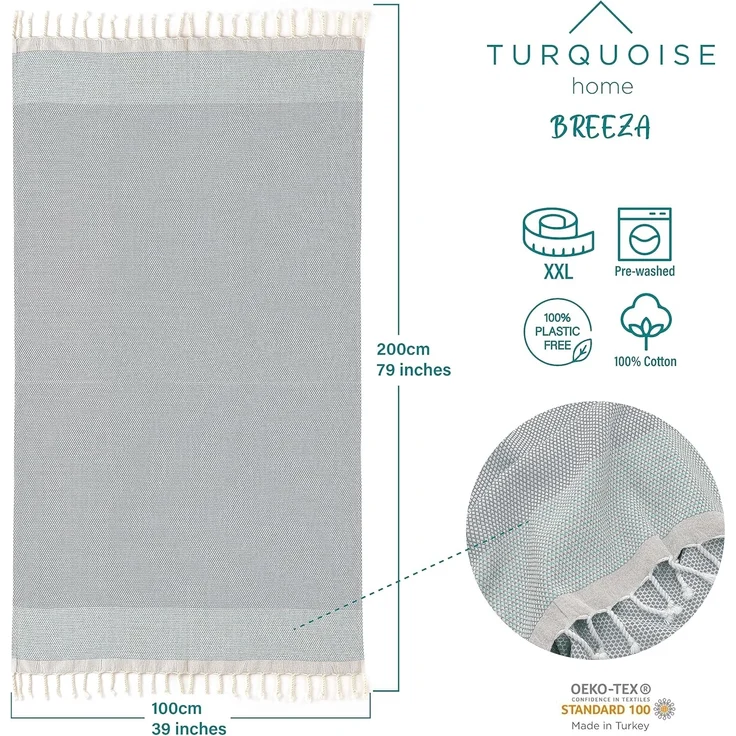 Turquoise Home Strandtuch Breeza XXL Strandtucher 100 x 200 cm 100% Baumwolle Saunahandtuch, (1-St) – Bild 4
