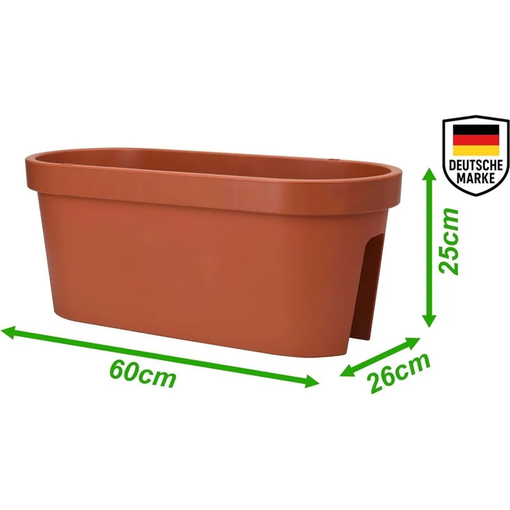 mucHome Balkonkasten für Geländer Breite 60cm Kunststoff Blumenkasten Blumentopf Pflanztopf – Bild 2