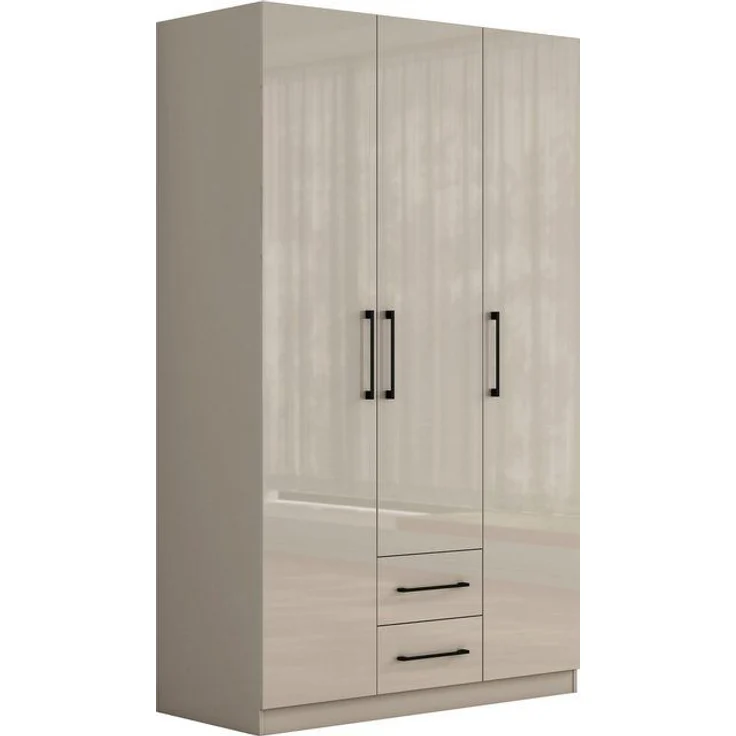 OTTO home Kleiderschrank Sylt Schlafzimmerschrank Garderobe Schrank Bestseller hochglanz (hochwertige schwarze Metallgriffe) Drehtürenschrank mit perfekter Innenausstattung, Breite 120cm – Bild 4