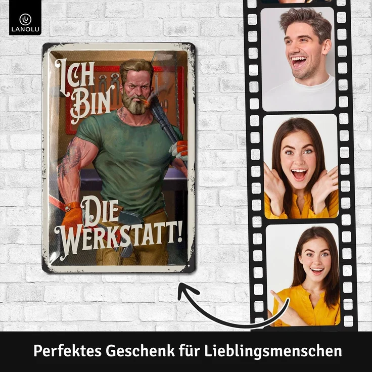 LANOLU Blechschild Ich bin die Werkstatt - 20x30cm – Metall – Mehrfarbig – 20169 – Bild 3