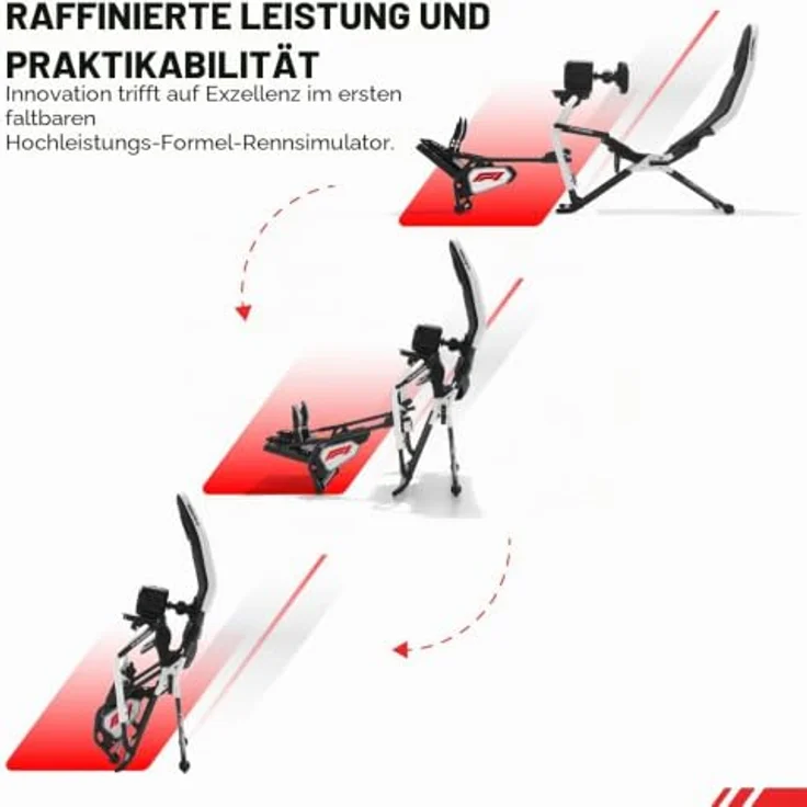 Playseat Challenge DD - F1® Edition Sim-Racing-Cockpit, klappbarer Rahmene aus hochkohlenstoffhaltigem Stahl, ergonomische Körperunterstützung, Schwarz – Bild 4