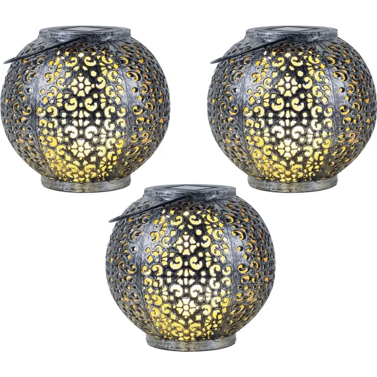 3x LED Solarleuchte, Kunststoff, Hängeleuchte, H 17 cm