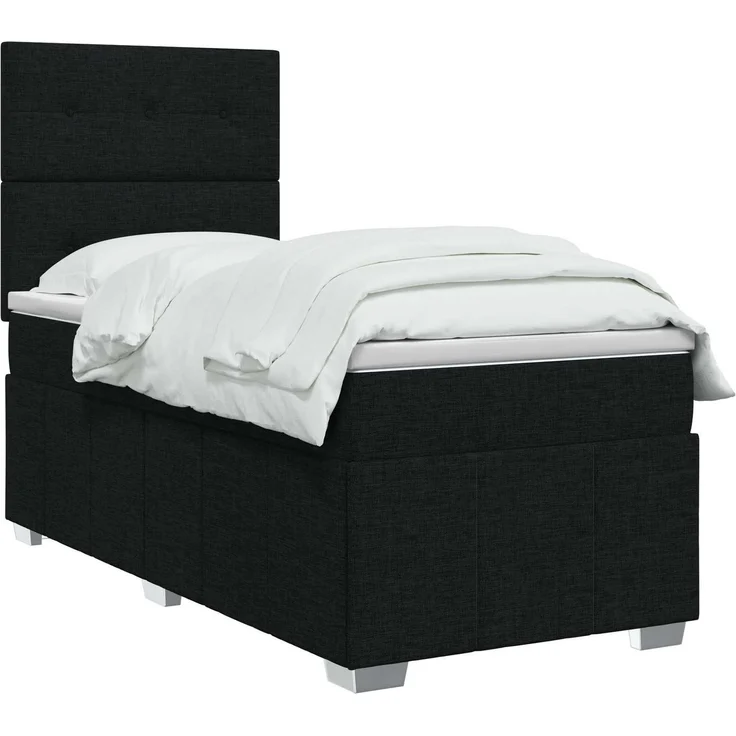vidaXL Boxspringbett mit Matratze Schwarz 100 x 200 cm Stoff 3454073 – Bild 3