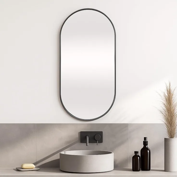 Wandspiegel Picciano 40x80cm Schwarz, matt [en. casa]