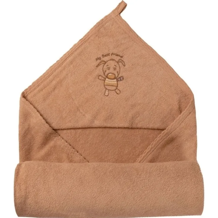 Matex Baby-Badetuch mit Kapuze aus Frottee 85x85 cm hellbraun