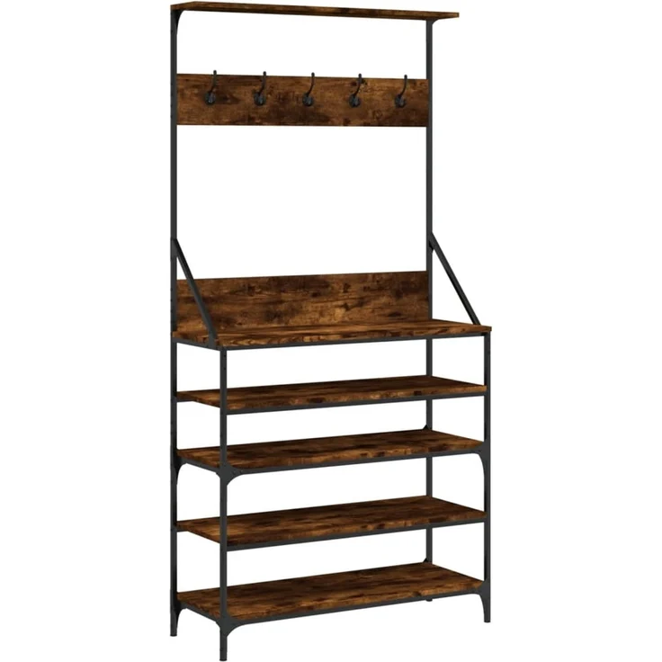 vidaXL Kleiderständer mit Schuhablage Räuchereiche 90x34x184 cm 837879 – Bild 2