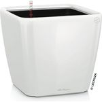 LECHUZA-Pflanzgefäß QUADRO Premium LS 35 Weiß Hochglanz | Pflanzgefäß mit Bewässerungssystem, Wasserstandsanzeiger und Pflanzeinsatz | Hochglanz-Oberfläche | 35,5 x 35,5 x 32,5 cm | 16160