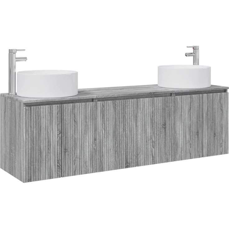 vidaXL Badezimmerschrank-Set 3 stk. Grau Sonoma 161,5 x 44,5 x 80 cm 3405733 – Bild 2