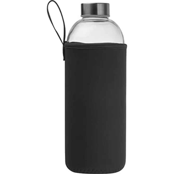Macma Trinkflasche Trinkflasche aus Glas mit Neoprensleeve / 1000ml / Neoprenfarbe: schwa – Bild 7