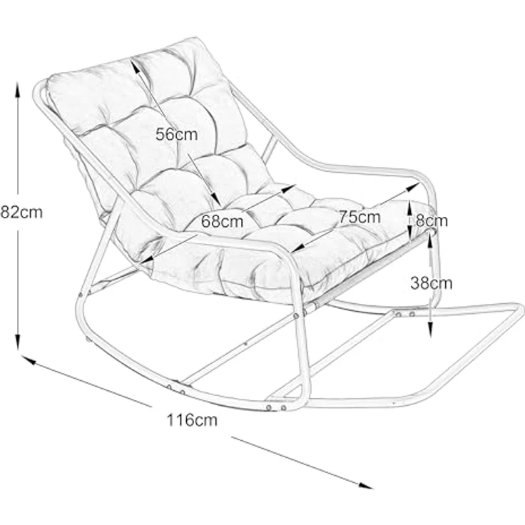 Ball & Cast Schaukelstuhl für Drinnen & Draußen, Rocking Chair mit Gepolstertem Kissen und Fußstütze, Balkonsessel für Wohnzimmer, Garten & Terrasse, Hellgrün – Bild 2
