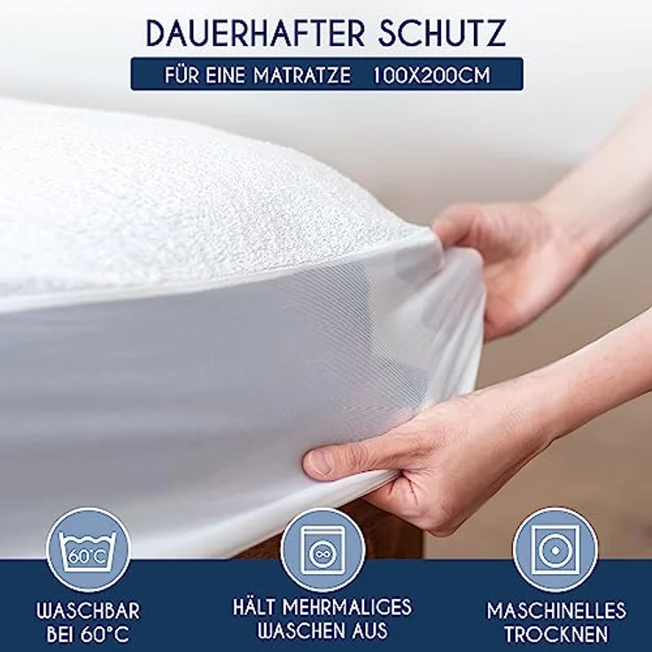 Matratzenschoner 100x200 cm Wasserdicht Dreamzie - Oeko-TEX und Made in EU - Atmungsaktive Anti-Allergie und Anti Milben – Bild 7