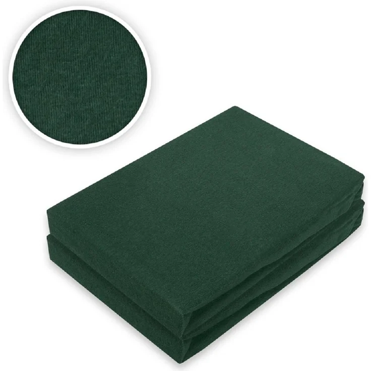 Doppelpack Marke Jersey Spannbettlaken 60 x 120 - 70 x 140 cm Dunkelgrün – Bild 2