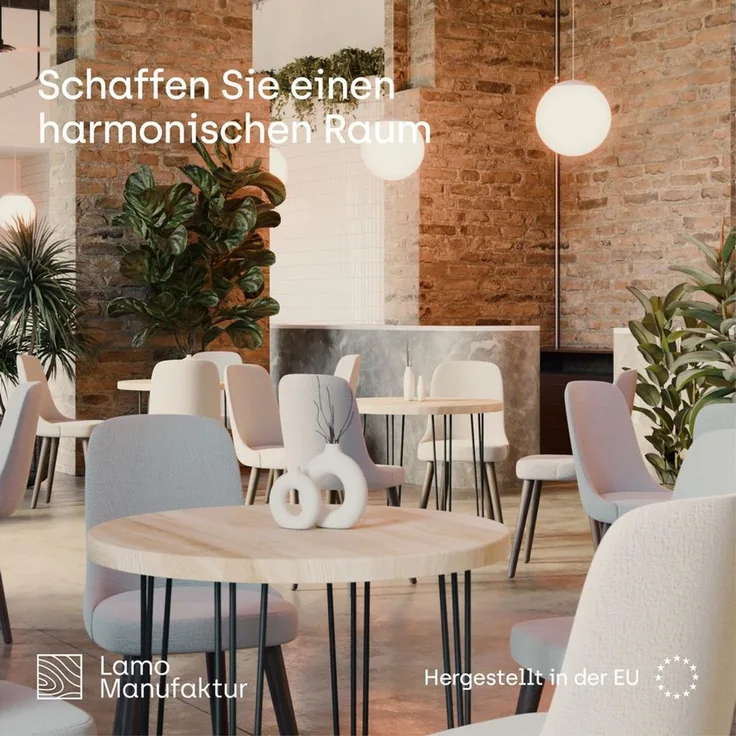 LAMO Manufaktur Esstisch Tisch rund 80 cm Stärke: 28mm, Farbe: Dunkel, Beine: Elfenbein (1 Tisch), Holztisch rund, Esstisch für 2 Personen Runder Tisch für Küche
