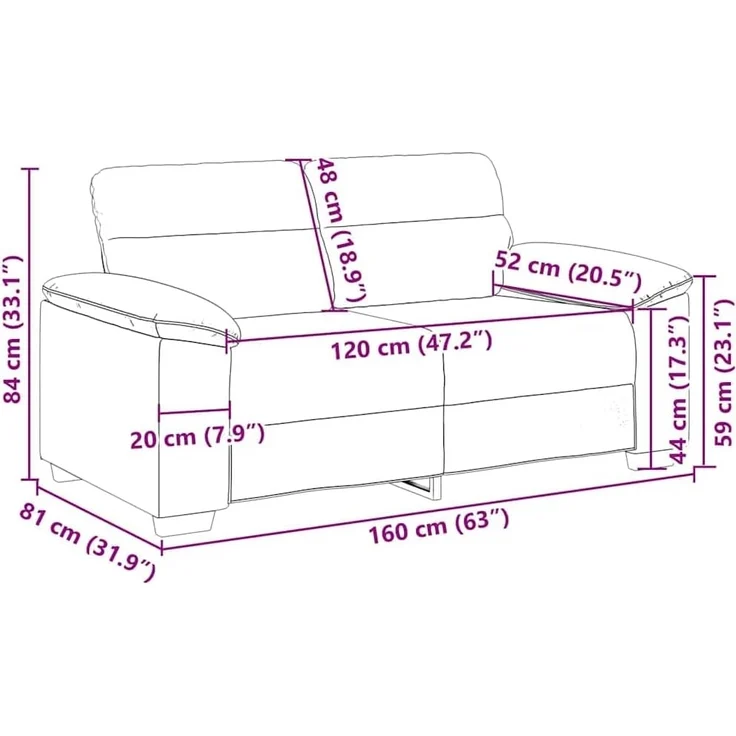 vidaXL 2-Sitzer-Sofa Schwarz 160x81x84 cm Kunstleder 4105337 – Bild 3
