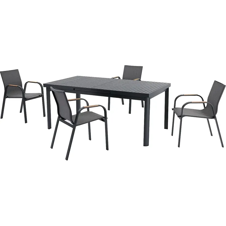 Vente-unique - ZEYVA Gartenessgruppe Metall Grau - B 65 cm100 cm x H 86,5 cm76 cm x L 52 cm240 cm180 cm – Bild 2