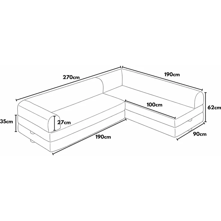 Ecksofa mit Schlaffunktion, Anthrazit, 280 cm | 100% Gerippter Plüschstoff, Abnehmbarer Bezug, 4 Kissen, tierfreundliches Design – Bild 3