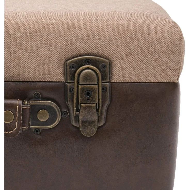 HMF Stauraumhocker handgefertigter Hocker aus Holz, dekoratives Wohnaccessoire, Vintage Sitzhocker mit Stauraum 40 x 32 x 39 cm, Braun, Klassik – Bild 9