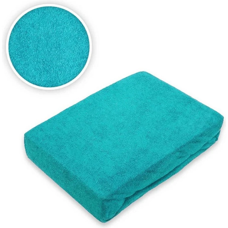 EXKLUSIV HEIMTEXTIL Frottee Spannbettlaken Premium 60 - 70 x 140 cm Türkis 80% Baumwolle 20% Polyester Öko - Tex Zertifiziert Bed-Sheet Bettlaken Spannbetttuch – Bild 2