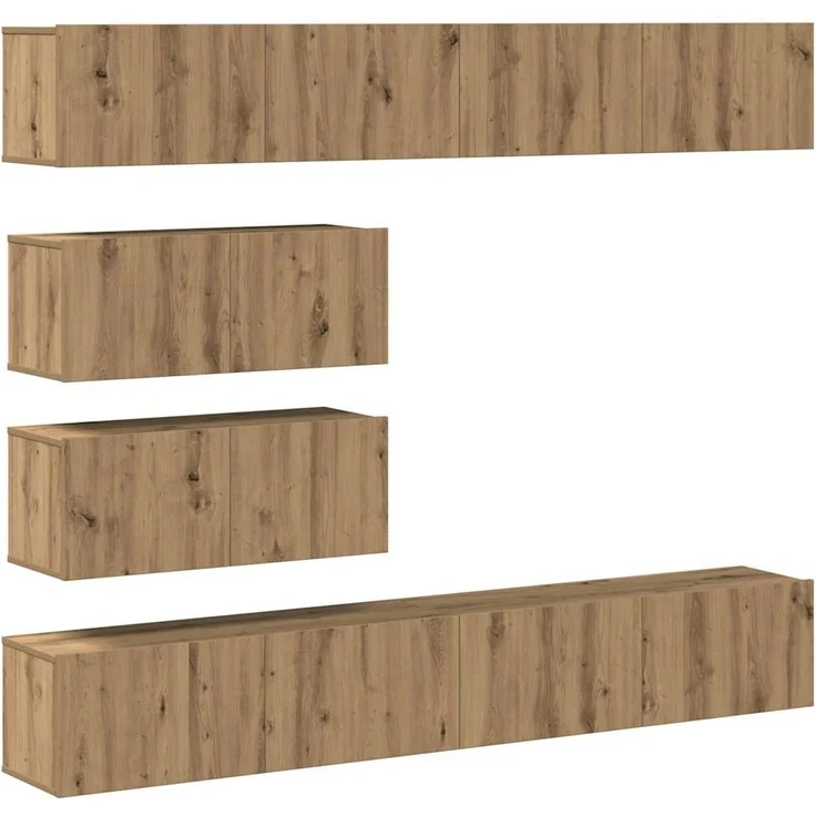 vidaXL 6-tlg. TV-Schrank-Set Wandmontage Artisan-Eiche Holzwerkstoff 3329150 – Bild 1