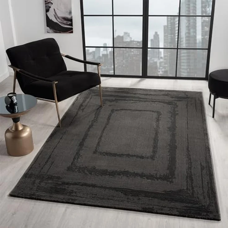 Vimoda Teppich Teppich Wohnzimmer neues priumum Designteppich moderne, Rechteckig, Höhe: 11 mm, Teppich 3D effekt Boho Einfarbig hoch-tief Bordüre Designteppich – Bild 5