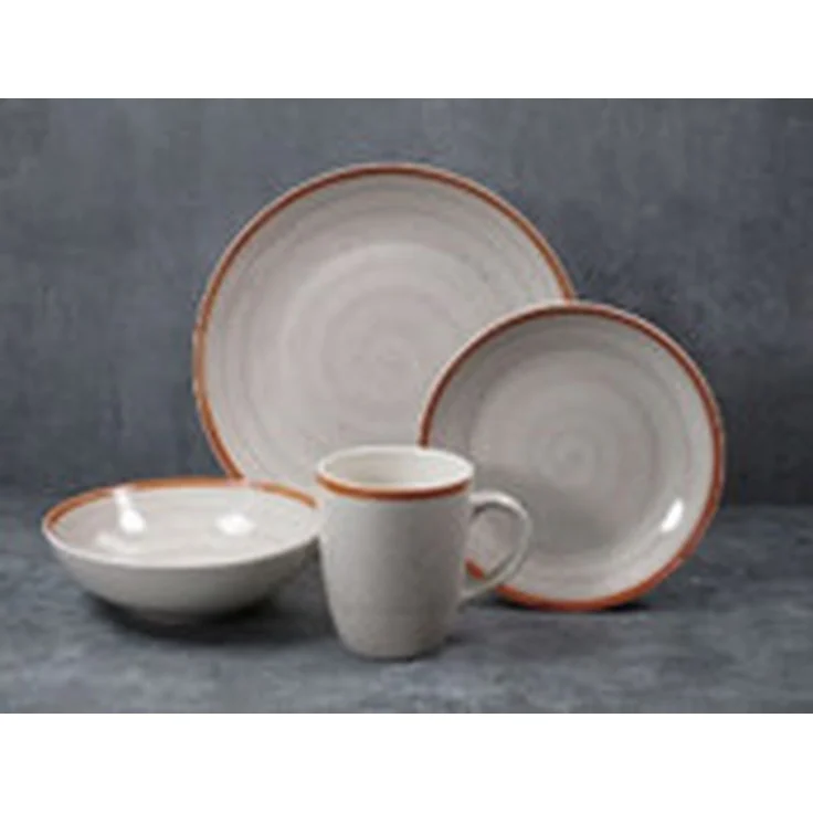 Geschirr-Set >Como< (16-tlg.) in hell und dunkelgrau, Steingut - 26,4cm (D) – Bild 5