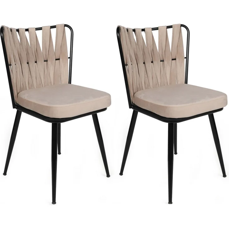 Skye Decor 'Kuşaklı-221 V4' Stuhlset (4-teilig), Creme / Schwarz, 43 x 82 x 43 cm – Bild 6