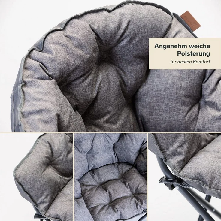Skandika Campingstuhl Moonchair Premium XL, gepolsterter, bequemer Klappsessel mit Lehne (robust und pflegeleicht), Faltstuhl, Gartenstuhl, Tragetasche, bis 150kg, Indoor/Outdoor, Balkon – Bild 4