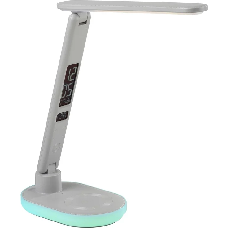 JUST LIGHT LED Schreibtischlampe TINA, H 54 cm, 2-flammig, Weiß, Kunststoff, Anpassung der Farbtemperatur, Dimmfunktion, RGB-Farbwechsel, LED fest integriert, Extra-Warmweiß, Neutralweiß, Touchsensor, Handyladefunktion, Zeitanzeige – Bild 1