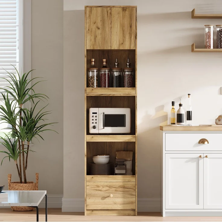 Küchenschrank 50 x 45 x 200 cm in Eichenoptik mit ausziehbaren Organizern und Schublade – Bild 2