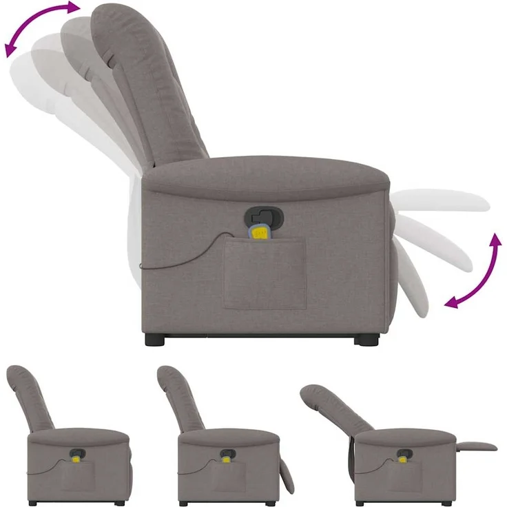 vidaXL Massagesessel mit Aufstehhilfe Taupe Stoff 3303271 – Bild 6